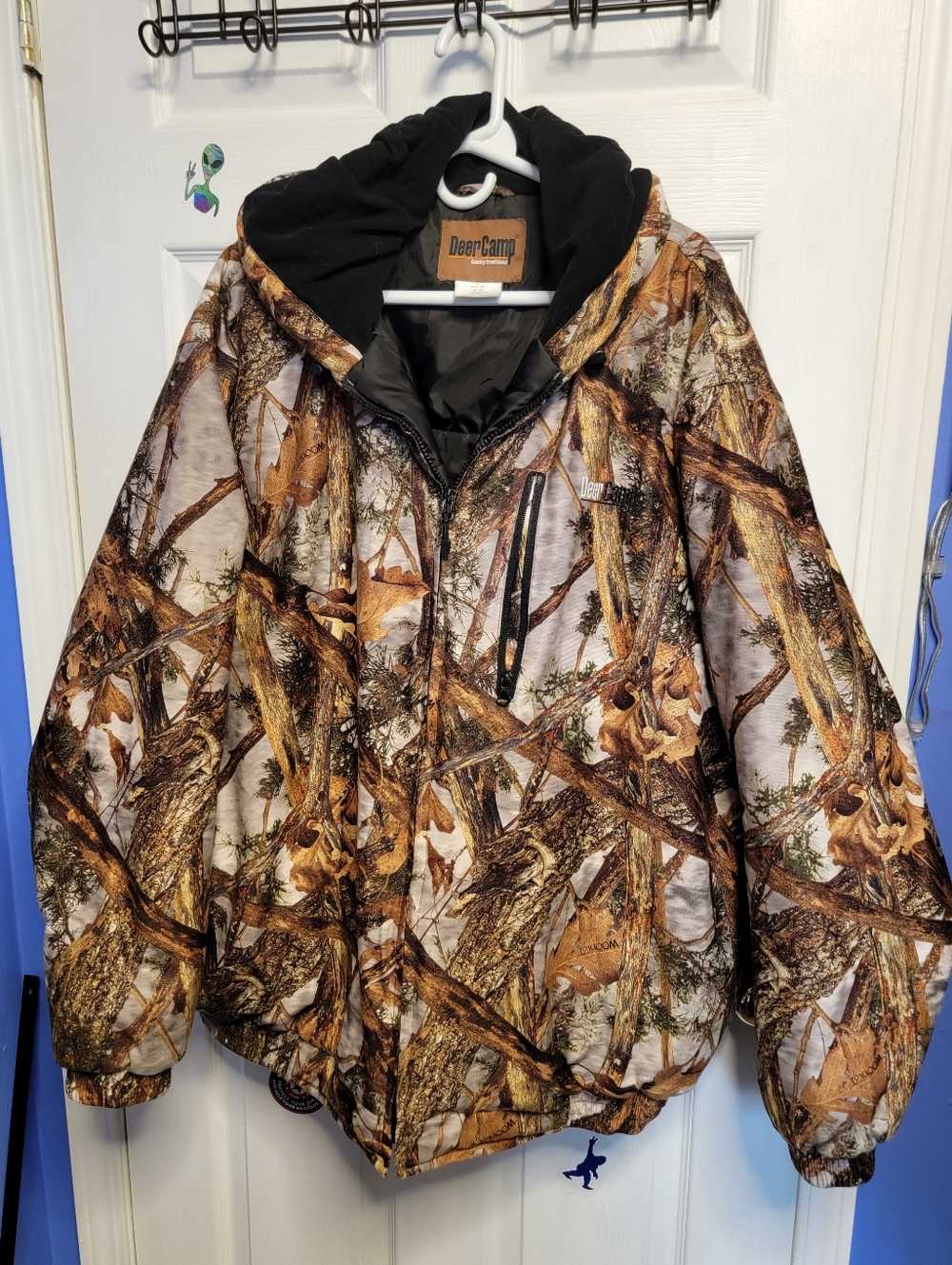 Deer Camp Woodland Camo Hooded Quilt Lined Jacket